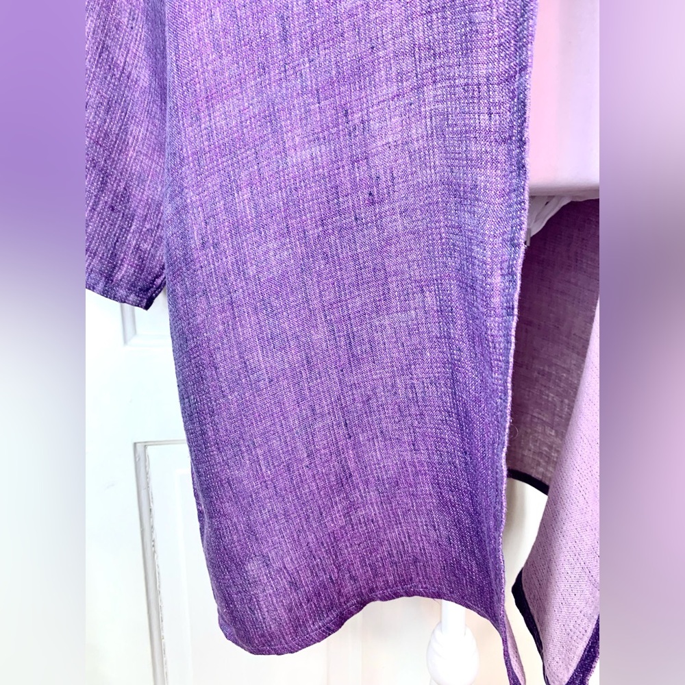 Eileen Fisher Purple Irish Linen Open Front Jacket - Kimono - Cardigan - Picture 5 of 15